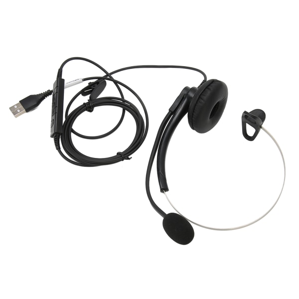 Single Ear Wired Headset Støyreduksjon HD Calling Telefon Headset for Call Center Office Business Online Course USB Interface