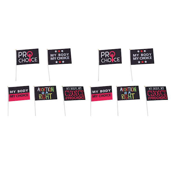 10-pack kvinnors rättigheter protest flagga set polyester trädgårdsdekoration flagga med flaggstänger för gårdar typ A