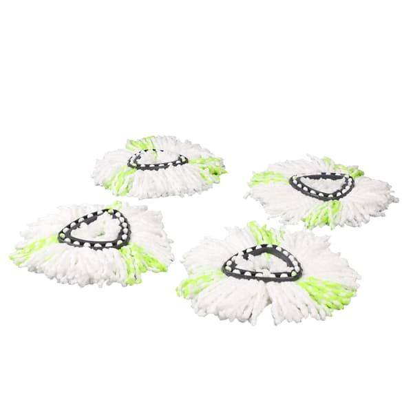 4-pakning Spin Mop Erstatningshode Trekant Gjenbrukbart Mikrofiber Roterende Mopphode for Gulvrengjøring Grønn 4 stk