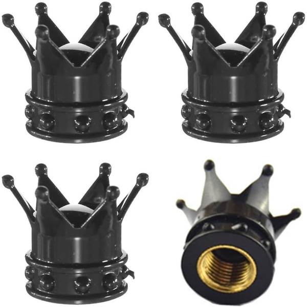 4-delade handgjorda Crystal Rhinestone Crown ventillock för cykel, motorcykel, bil, släp, skoter - svart