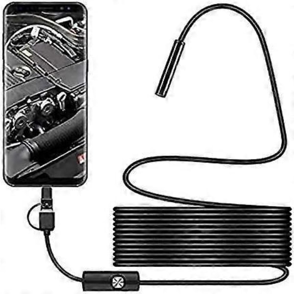 USB Orminspektionskamera, 2.0 MP IP67 Vattentät USB C Borrskop, Typ-C Skopkamera med 8 Justerbara LED-lampor för Android, PC