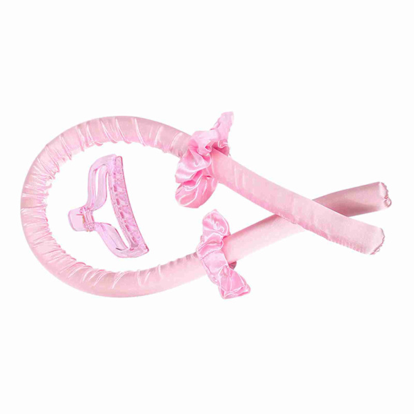 Curler Pannband Clip Set Heatless Gummi Fixering Curling Hårstyling Tool för Sleeping Pink