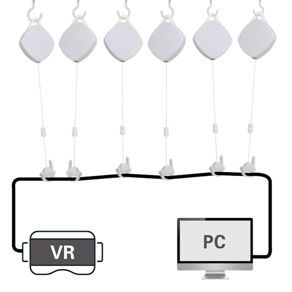 VR-kabelhanteringssystem med infällbar takhjulsystem, kompatibel med HTC Vive/Rift S/Oculus Quest2 VR-tillbehör