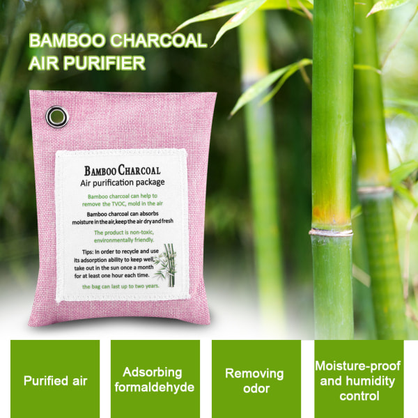 8 farver Air Purifying Bag Aktivt Kul Bambus Lugt Purifyer Car Deodorizer Pink