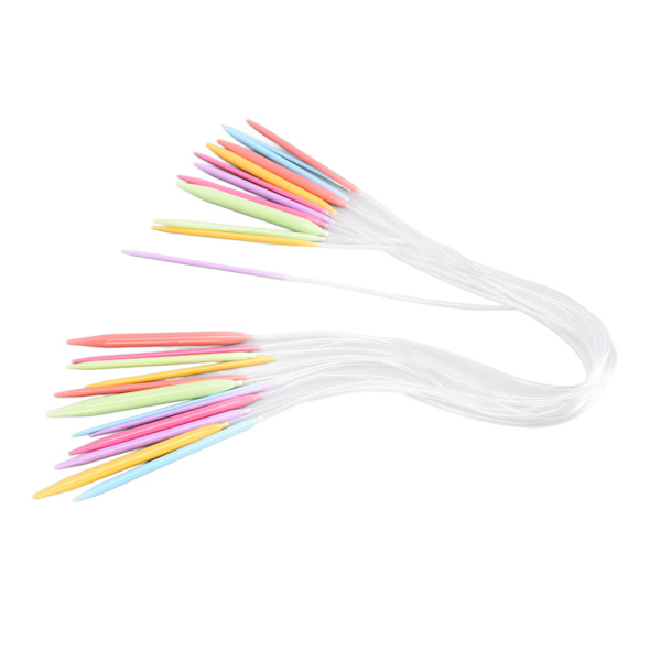 12 st cirkulära stickor 12 storlekar 3,5 mm till 12 mm Använd enkelt stickset med flerfärgat plaströr