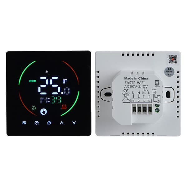 Smart Termostat Varmetermostat Rumtermostat Elektrisk Gulvvarmetermostat 16A LED Digital Touchscreen Sort Tonchean