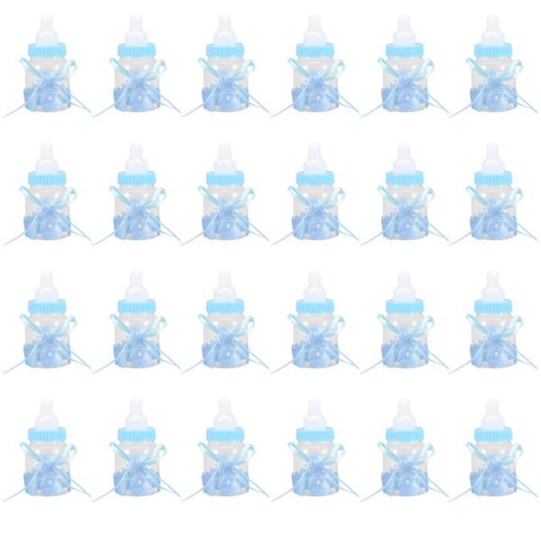 24 stk. fyllbare flasker søte godteribesker gave til babyshower-festdekorasjoner (blå)
