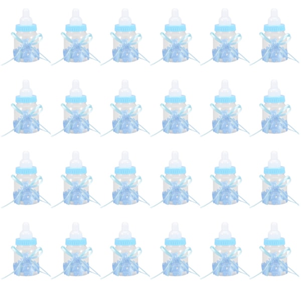 24Pcs Fillable Bottles Sweet Candy Box Gift for Baby Shower Party Decorations(Blue)