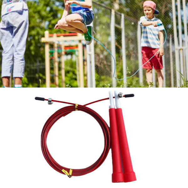 Hopprep för barn, vuxna, män och kvinnor, justerbar hastighet, hopprep för träning, fitness, röd