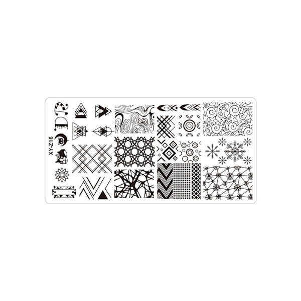Rustfrit stål rektangel Nail Art stempling plade DIY Manicure Print Billedskabelon z16#