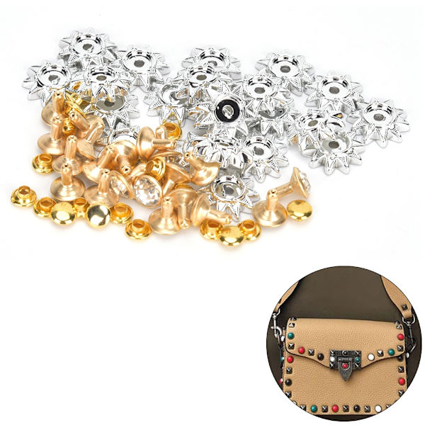 20 set solrosformade nitar kit kläder väskor DIY dekoration glas diamant nitar vit glas diamant