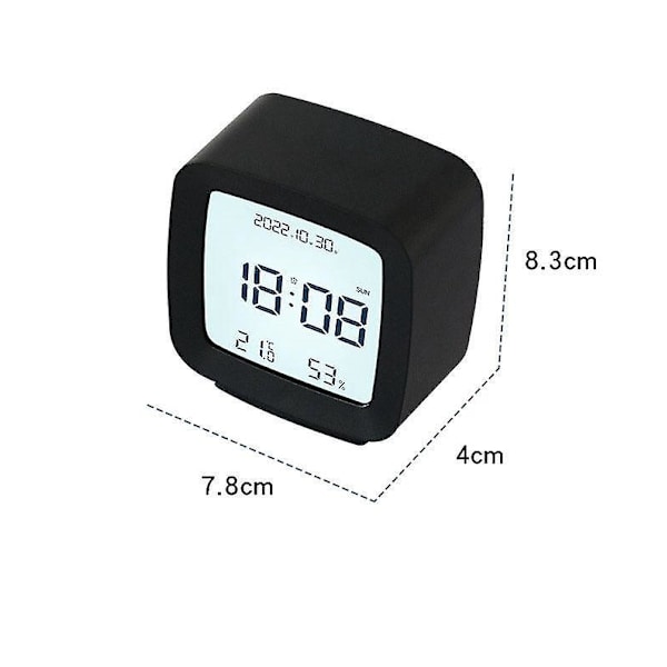 Trådløs Opladning FM Radio Vækkeur med Bluetooth Højttaler, Hurtig Opladning, Foldbar Stativ, USB Oplader, Justerbar LED Glød - Sort