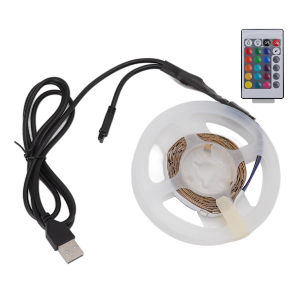 RGB LED-strimmel 5V USB RGB LED-strimmel med Bluetooth-app-styring 24 taster IR-fjernbetjening til fest bar bryllup 2m / 6,6ft