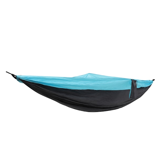Dubbel hängmatta 210t nylon campinggunga med karbinhake stålspänne för utomhus inomhus himmelsblå och mörkgrå