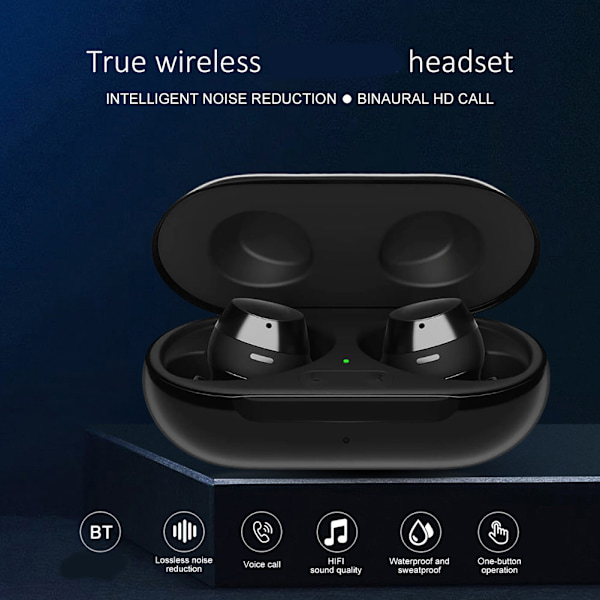 Trådløs Bluetooth 5.0 øretelefon Hifi stereohodesett med doble mikrofoner