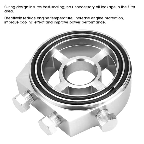 Sølv Aluminium Universal Oljefilter Temperatur Kjøler Måler Sandwichplate Adapter