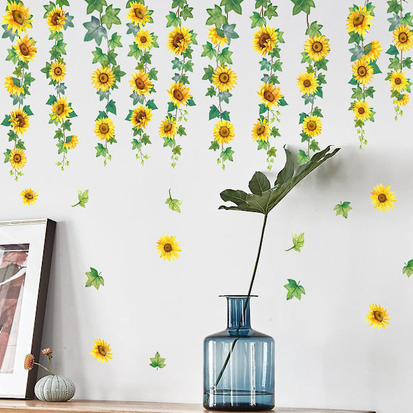 En uppsättning solrosblommor väggdekaler kreativ väggdekal för vardagsrum sovrum kontor kök