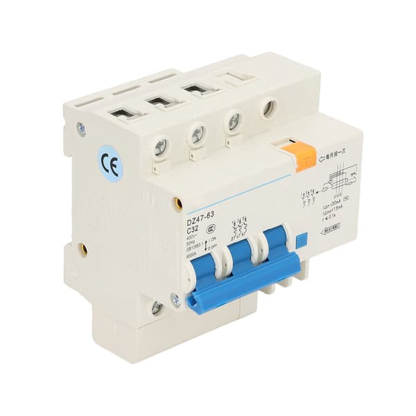 Afbryder Mini 3P MCB DIN-skinne Montering 6000A Brydeevne 400V 32A til Hjemmet