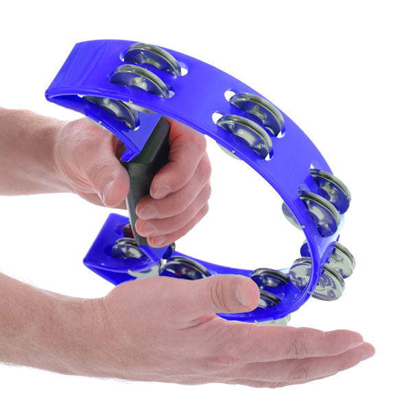 Blue Double Row Jingles Handbell Tambourine Percussion Instrument Blue