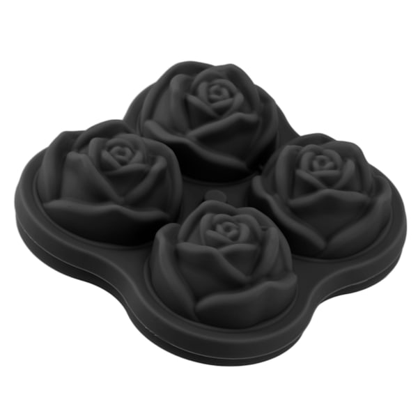 Rose Ice Cube Tray Novel Silicone 4 Grids 4 Holes Cocktail Ice Cube Molds for Restaurant Black S