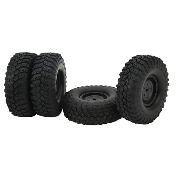 4 kpl 1,9 tuuman RC-renkaat, kumiset, kestävät, kulutusta kestävät RC-auton renkaat RC-ryömintäautoille maastoajoneuvoille, musta