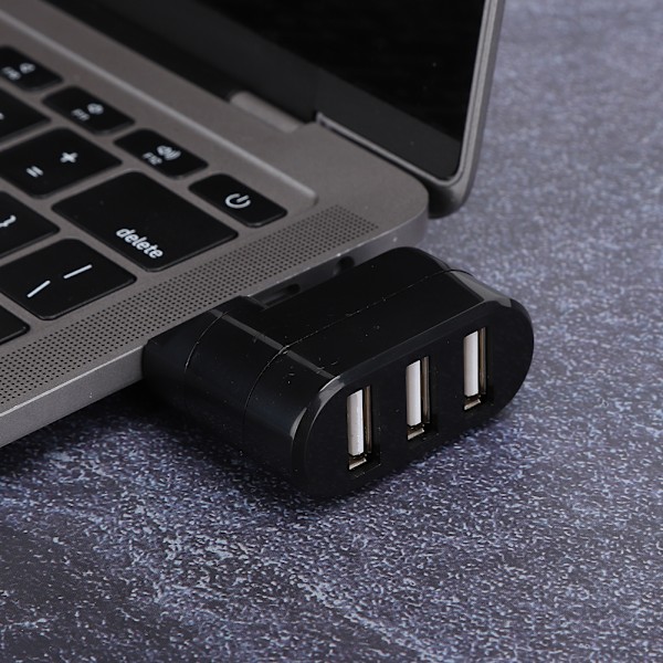 Dokkingstasjon 3-porters hub USB2.0 Splitter Datamaskin Tilbehør Roterbar Tynn Lett SvartSvart