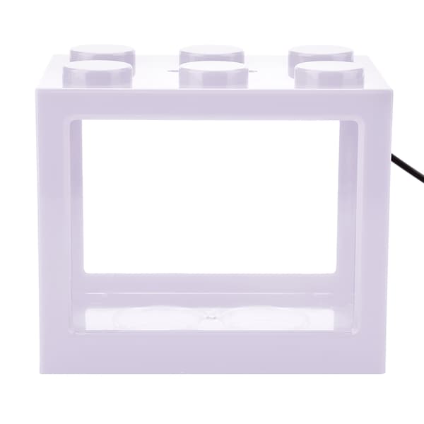 Dekorativt Mini Akvarium USB LED Lyslampe Fisketank Kontor Te Bord Dekor (Hvit)