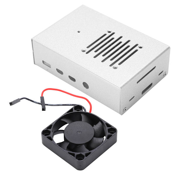 Aluminiumslegeringskabinet Køleventilator Varmeafledningsventilator til Raspberry Pi 4B Sølv