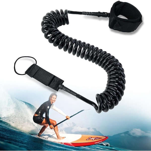 10 fot svart surfebrettbånd med 7 mm ankelstropp for Stand Up Paddle Board, Bodyboard og kajakk