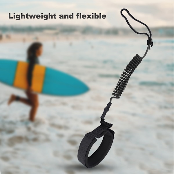 Spiralfjäderbenrem för stand up paddleboard/surfbräda (svart)