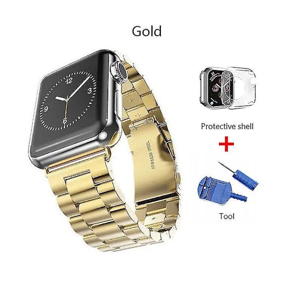 Ruostumattomasta teräksestä valmistettu ranneke Apple Watchille - 40mm/44mm, 38mm/42mm 38mm kulta työkalulla