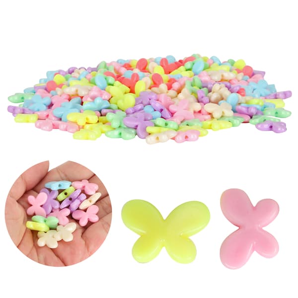 300 STK Sommerfugleformede Farverige Plastperler til DIY Tøjtilbehør Materialer