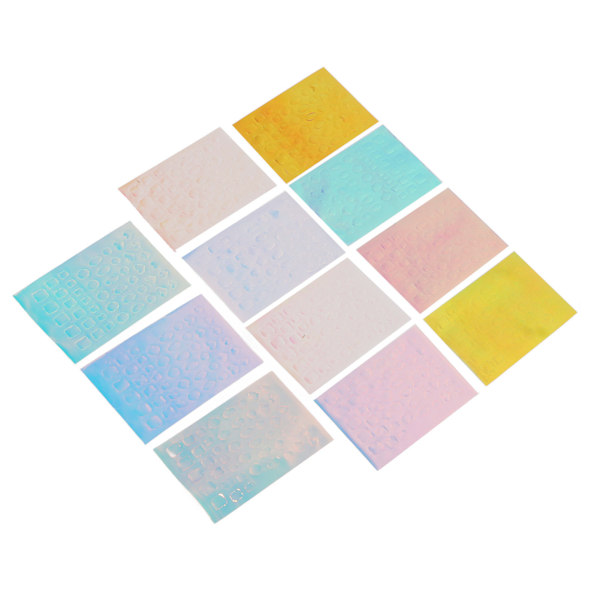 11 ark Nail Art Stickers Glitter Laser Färgglad Multi Shape självhäftande gratis Nail Art Decoration Decals Set