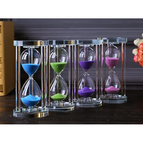 Blå glas timglas dekoration, 30 minuter