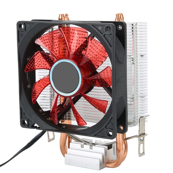 CPU-kjølevifte 3-pins kontakt PC-tilbehør Lys 2 messingrør for AMD 775 / 1155 / Intel (rød)