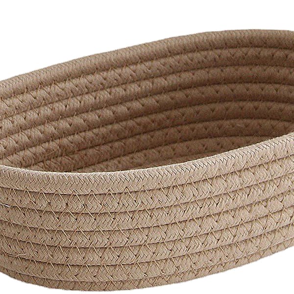 3 st skrivbordsförvaringskorg oval organizer bomullsrep handvävd för smink snacks khaki