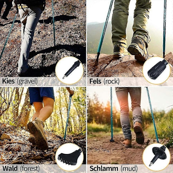 2 stk. vandrestave sammenklappelige vandrestave - Aluminium legering vandrestave med hurtiglåsesystem, teleskopiske, sammenklappelige, ultralette til vandring, C