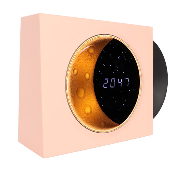 Retro Bluetooth-kaiutin herätyskello Vintage-levysoitintyylissä Kuu tähti yövalolla makuuhuoneen sisustukseen Pinkki