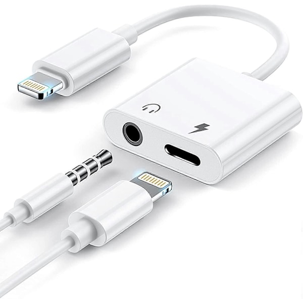 [2 i 1] Hörlursadapter för iPhone 11 Apple Lightning till 3,5 mm Jack Aux Ljud Dongle Hörlurar Biltillbehör Kompatibel Ljud Hörlursadapter