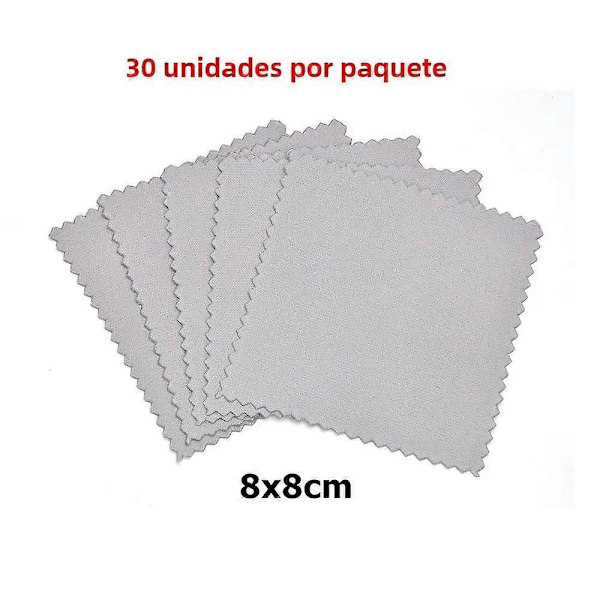 Kaksipuolinen korujen kiillotusliina 60mm 80mm 100mm kulta- ja hopeaesineiden puhdistustyökaluihin 10-30kpl Mikrokuitu 8x8cm 30kpl Harmaa