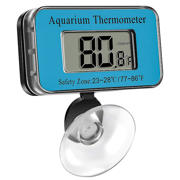 Digital Waterproof Aquarium Thermometer with Suction Cup - Accurate Fish Tank Water Temperature Gauge for Betta Fish (Blue)