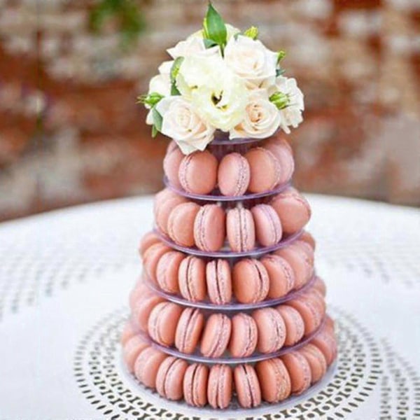 Macaron Kake Display Stativ 6-lags Rundt Plast Kake Tårn Stativ