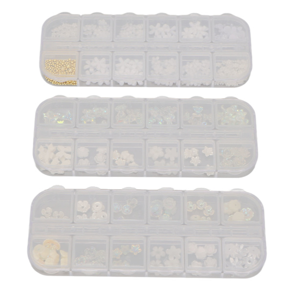 3st Nail art Set Olika blomformer Manikyr Dekorativa prydnader för Nagelsalong