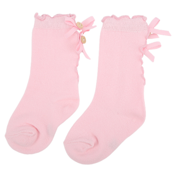 Baby Girls Princess Bowknot Bomullsokker Spedbarn Småbarns Myke Sokker for 0-1 År Gamle Barn Rosa