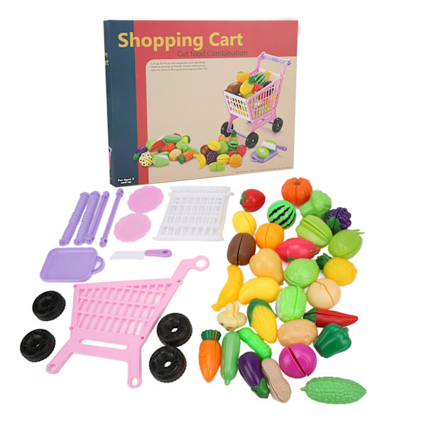 Plast Mini Supermarket Shopping Cart Play Set Desktop Simulation Basket Trolley Push Car Toys