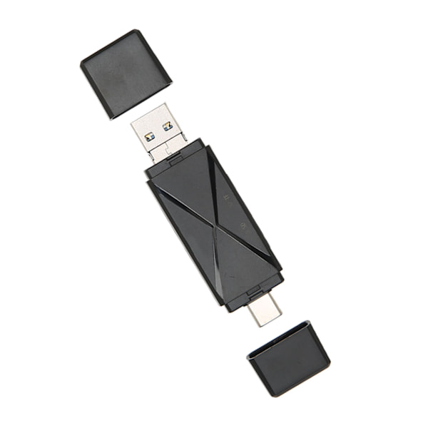 3-i-1 USB-lagringskortläsare USB C USB 3.0 MICRO USB Bärbar lagringskort Minneskortläsare med 3 kontakter Svart