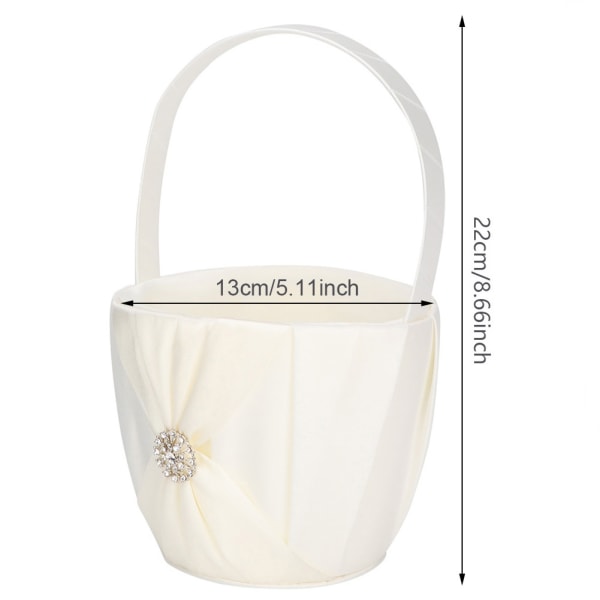 Silke Satin Materiale Bryllup Blomster Kurv Pige Kurv Hvid Blomster Kurve Sæt（Hvid）