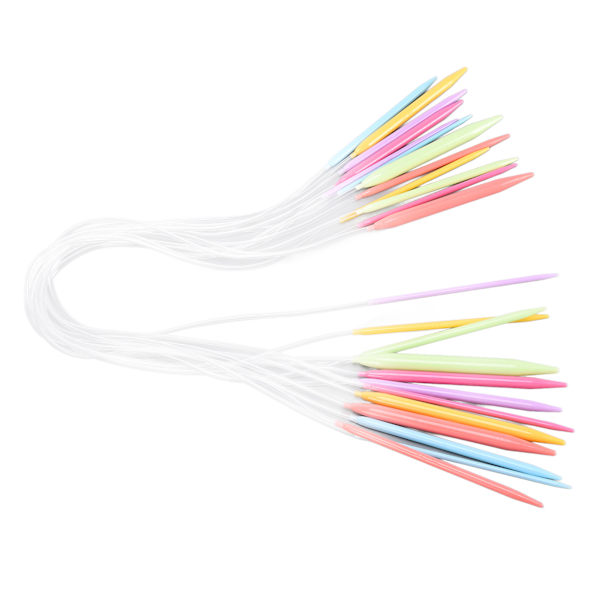 12 st cirkulära stickor 12 storlekar 3,5 mm till 12 mm Använd enkelt stickset med flerfärgat plaströr