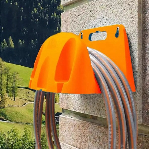 Veggmontert Hagevanningsslangeholder Plaststativ gul