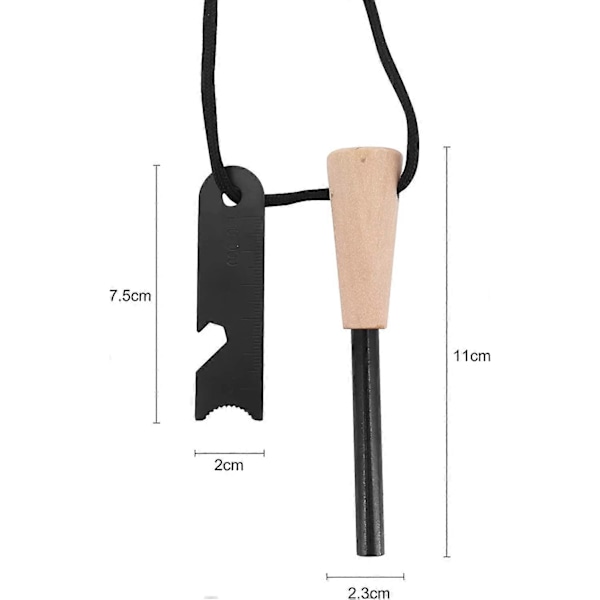 2 kappaleen setti piikiveä ja terästä, piikivisytytin selviytymiseen erätaidoissa, magnesiumtikku-tulensytytyssarja käsintehdyllä puukahvalla, 20 000 suihkusytytystä
